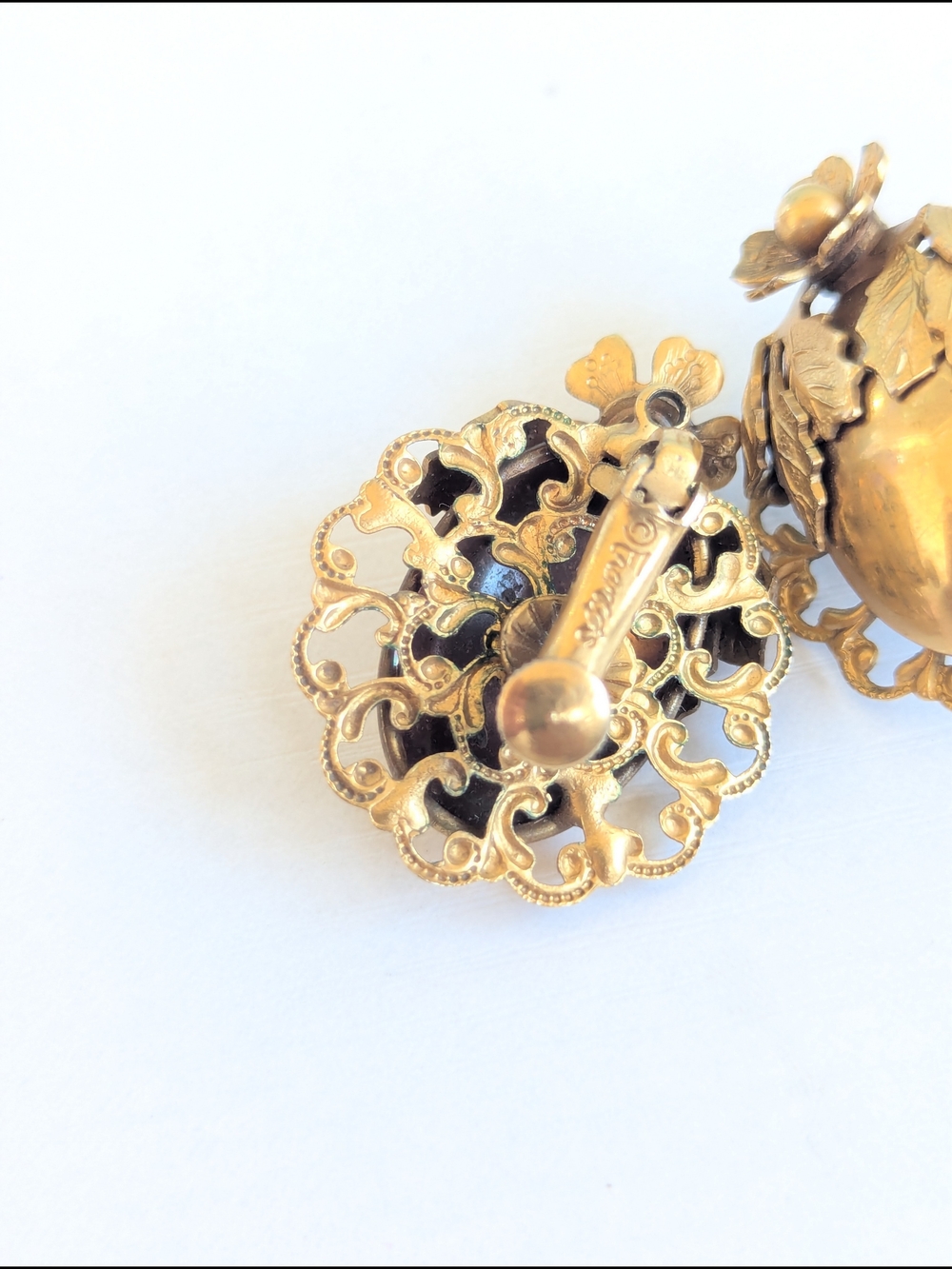 Round Black and Gold Statement Clip-On Earrings - Women Jewelry (Bundle) - Picture 7 of 8